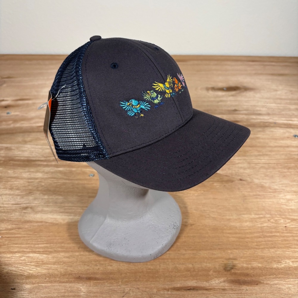 Pukka Bread Zeppelin Trucker Hat Navy Blue Embroidered Birds Snapback Cap